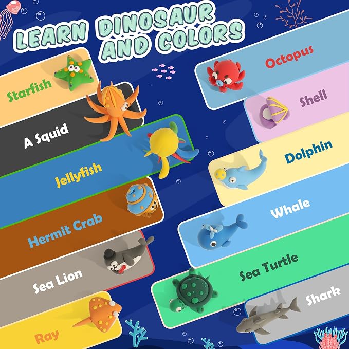 Air Dry Clay Kit - Ocean Theme, Modeling Clay for Kids, DIY Magic Clay with Sculpting Tools and Tutorials, 12 Boxes Molding Clay, Ultra Light, Soft & Non-Sticky, Arts and Crafts Gift for Kids