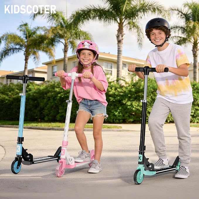 2 Wheel Scooter for Kids 3-12, Light Up Wheels & LED Stem Kick Scooter, Height Adjustable & Foldable Design, Lightweight Sport Scooter for Girls Boys with Kickstand