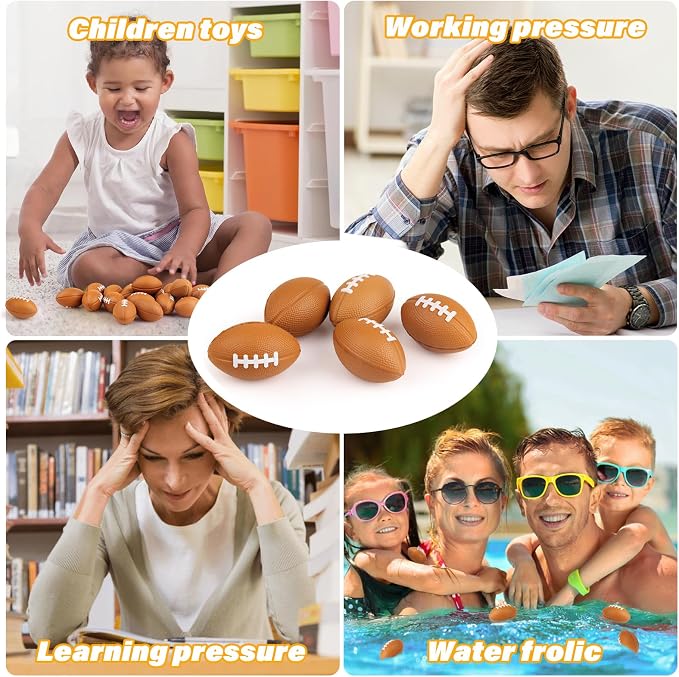Hooqict Mini Football Stress Ball 25 Pack Foam Sports Stress Balls Mini Footballs for Kids Squeeze Football Toys Football Party Decorations Party Gift Bag Fillers