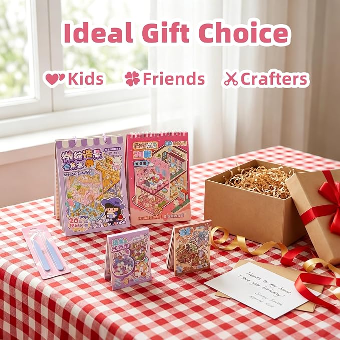 56Pack DIY 3D Sticker Scene Book for Kids & Adults – Build Your Own Room, Shop, Flower Store with Realistic 3D Stickers, Relaxing Craft Activity, Creative Fun, Unique Gift Idea