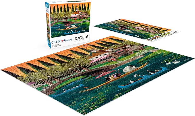 Buffalo Games Charles Wysocki - Pleasant Sunday - 1000 Piece Jigsaw Puzzle - 26.75 x 19.75 in, Includes Poster - Precision Cut Pieces - Jigsaw Puzzles for Adults 1000 Pc - Relaxing Activity