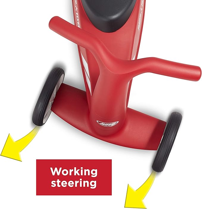 Radio Flyer Scoot About Sport Ride On, For Toddlers 1-3, Stable Wide-Set Front Wheels, Front Steering, Clear Kick Path, Under Seat Storage, Easy-Glide Wheels, 42 lb Capacity, Toddler Ride On Toys