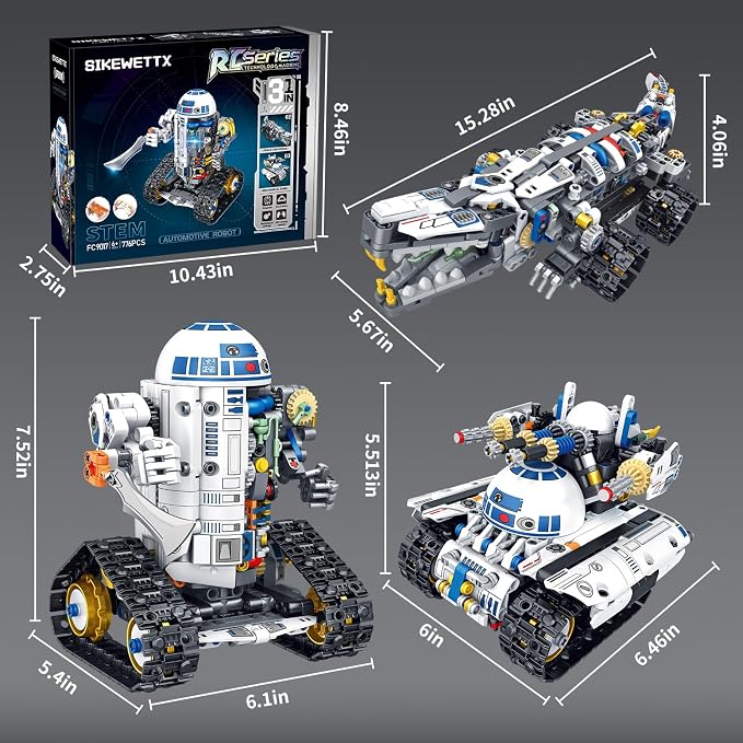 5 in 1 STEM Robotics Building Kit, 776 PCS APP/Remote Control Robot Space Wars Toy Building Block Sets, Compatible with Lego Robotics Control & Programming Robot Birthday Gifts for Boys Age 8-14+