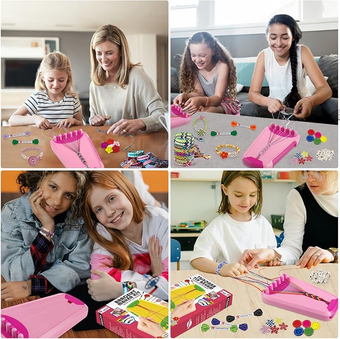 Friendship Bracelet Making Kit for Girls Ages 8-12, Kids Jewelry Making Kit with 28 Pre-Cut Threads and Letter Beads, Arts and Crafts for Kids, Birthday Easter Gifts for 6 7 8 9 10 11 12 Year Old