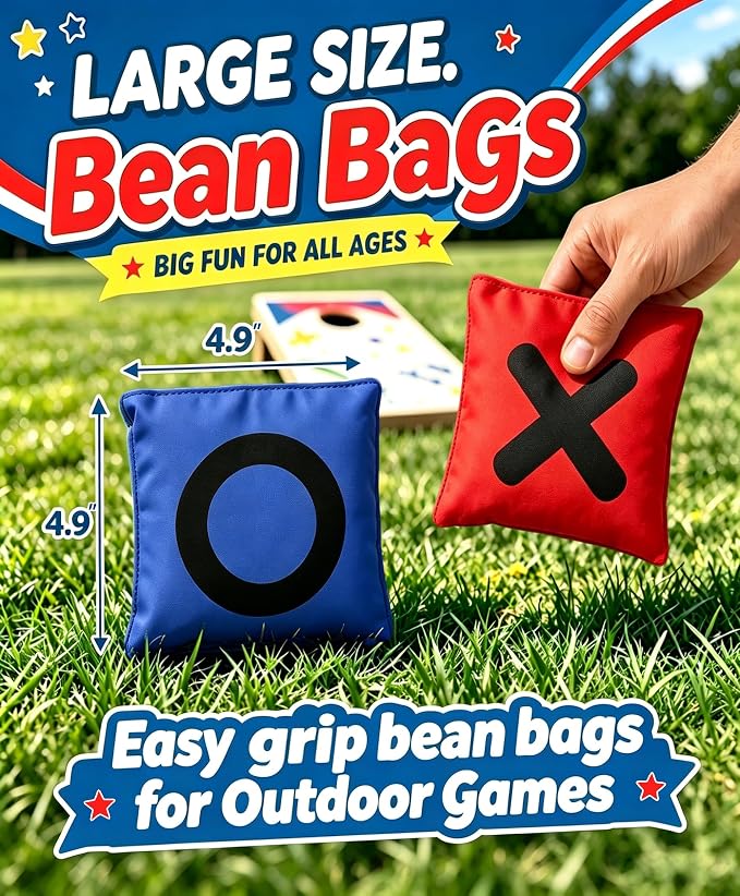 Bean Bags for Tic Tac Toe and Cornhole Toss Games, Kanosan Bean Bags for Kids Adults and Family Outdoor Yard Lawn Outside Field Day Birthday Party Backyard Reunion Carnival Beach Fun Games 10PCS