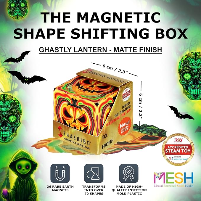 Shashibo Sensory Fidget Toy for Adults & Kids, Stress Relief Fidget Toy for Adults, Teens & Kids, Cool Fidget Toys for Desk, Classroom Must Have, Sensory Shape Shifting Cube, 100+ Possible Shapes