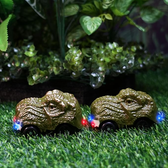 GIAT Dinosaur Track Car Accessories - Birthday Gifts for 3 4 5 6 7 Year Old Boys - 2 Pack LED Light Up Car Toy for Kids Ages 3-5 5-7, Compatible with Most Tracks