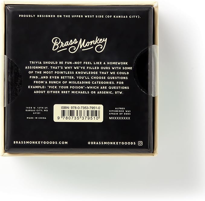 Brass Monkey Incredibly Pointless – Trivia Card Game Set with 200 Unique Questions About Pointless Knowledge for Adults and Kids Ages 13+