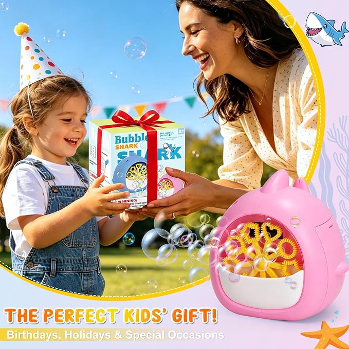 JONEG Bubble Machine Toys for Kids 3-8 Years Old - Bubble Blower Maker with Solutions, Outdoor Toy, Birthday Gift for 3 4 5 6 7 8 Year Old Girls Boys Toddlers