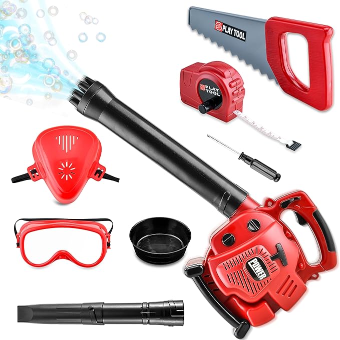 Toy Choi's 2 in 1 Bubble Leaf Blower Toy, Bubble Machine & Kids Leaf Blower, Pretend Play Gardening Tool Set for Toddlers, Boys Girls Age 3 4 5+, Outdoor Summer Party Yard Play Toy