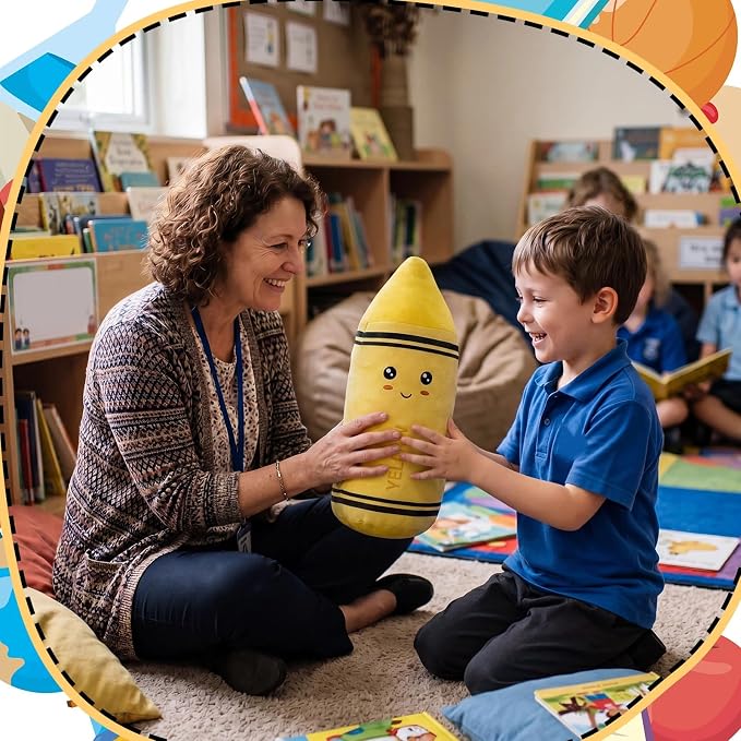 Soulchen 10 Colors Crayon Plush Toy for Kids Classroom 11.8 Inches Crayon Decoration Back to School Pillow Toddler Preschool Reading Room Decor