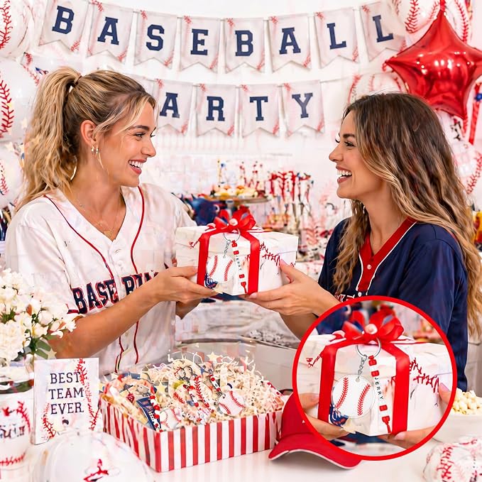 Suncalla 984 Pcs 24 Set Baseball Keychain Making Kit DIY Ball Bag Tag Baseball Party Favors Accessories Sport Key Chain Crafts Adjustable Name Beads Cards Strings Kit Senior Team Night Graduation Gift