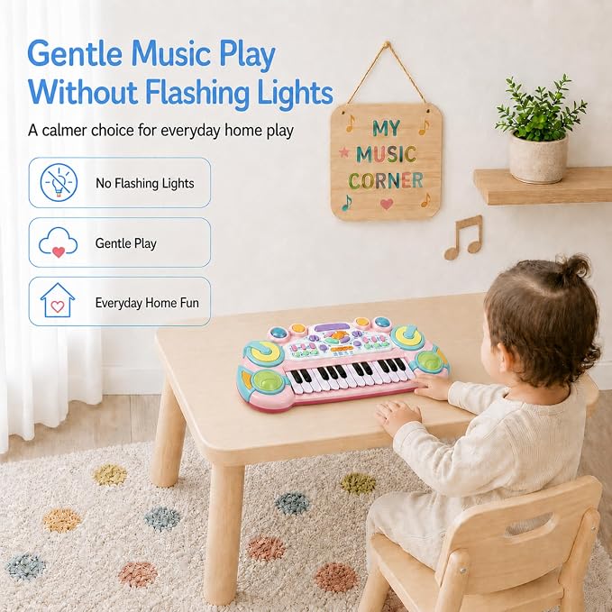 Toddler Piano Keyboard Toy for 1 2 3 4 Year Old Boys Girls, 24-Key Kids Piano Keyboard with Record & Playback, Tones, Rhythms & Drum Sounds, Baby Musical Toy Birthday