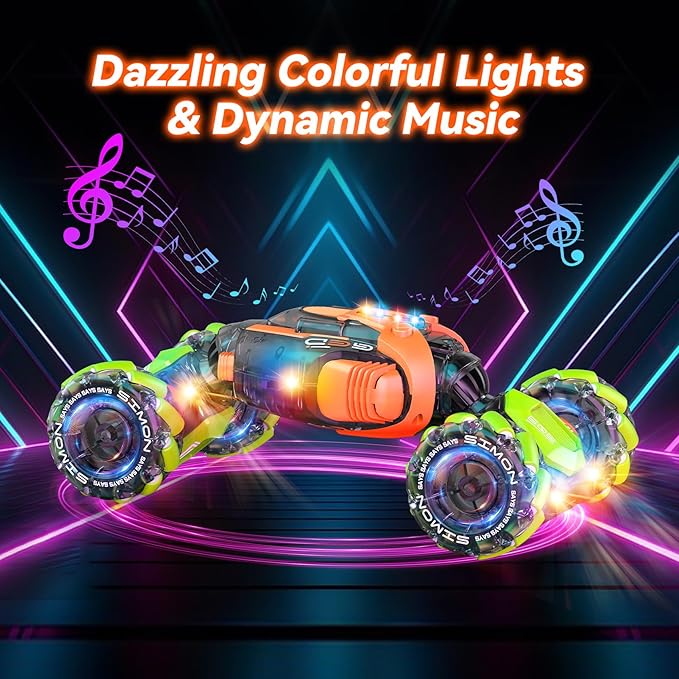 Nicella Remote Control Car, RC Toys Gifts for 6 7 8 9 10 11 12 Year Old Boys Girls - 360° Rotating 4WD Gesture Sensing RC Sunt Car with Lights & Music - Cool Birthday Gifts for Kids