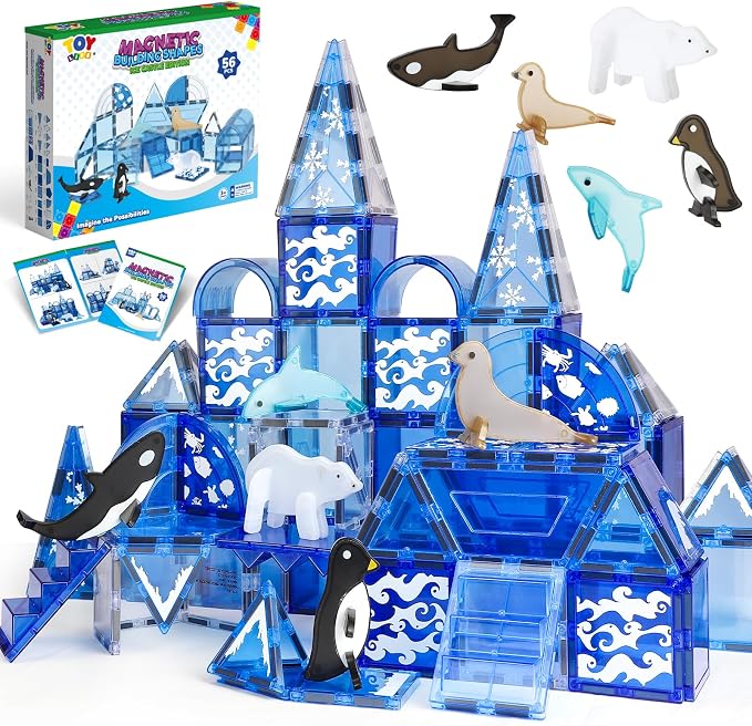 TOY Life Magnetic Tiles for Kids Ages 4-8, Magnetic Toys for Toddlers 3+, Magnet Tile Building Toy for Kids Ages 3-5, Magnet Building Tiles, Toddlers Preschool (56 pcs)