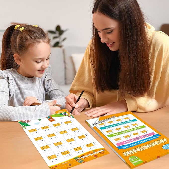 Addition and Subtraction Workbook Double Digit Math Problem Workbook for 1st Grade 2nd Grade 3rd Graders, Addition&Subtraction Worksheets for Ages 5-9, Math Repetition Exercise Daily, 56 Pages