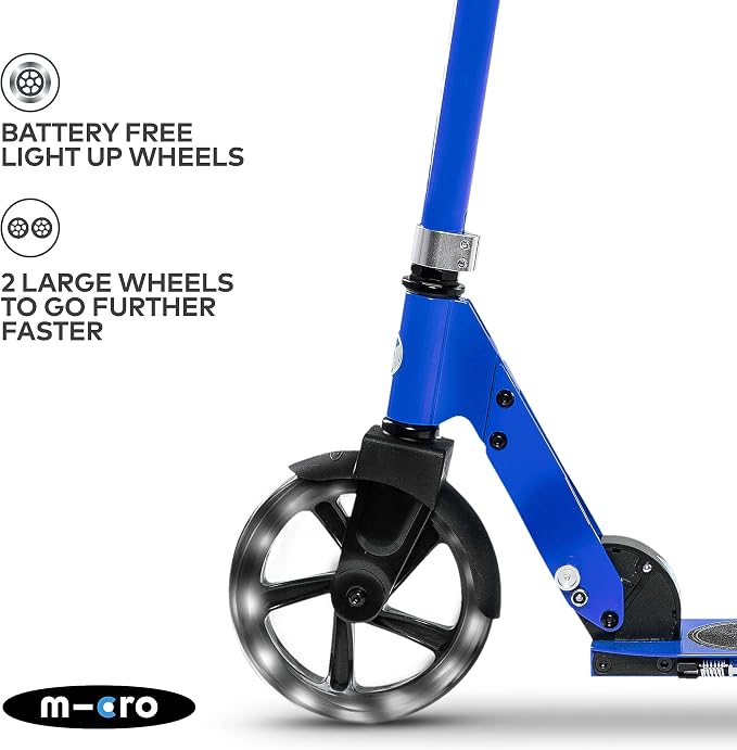 Micro Kickboard | Cruiser LED Kids Scooter for Ages 6–12 | 2 Wheel | Foldable with Kickstand | Adjustable Handlebar | Motion-Activated PU LED Wheels | Swiss Design