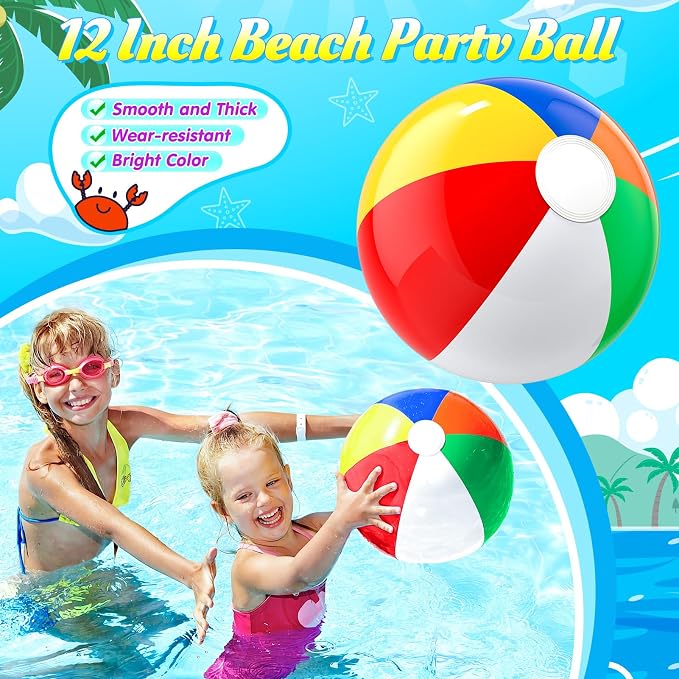 GIFTINBOX Pool Party Favors Beach Party Favors - Pool Toys For Kids Ages 3 4 5 6 7 8 Beach Balls Bulk, Kids Sunglasses, Bubble Wands, Summer Toys for Party Supplies Birthday