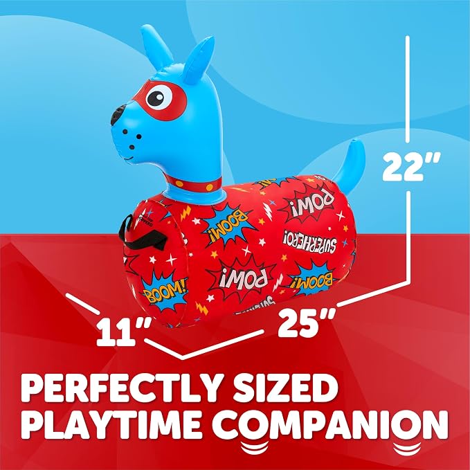 WADDLE Hip Hopper Inflatable Hopping Animal Bouncer Dog, Ages 2 and Up, Supports Up to 85 Pounds