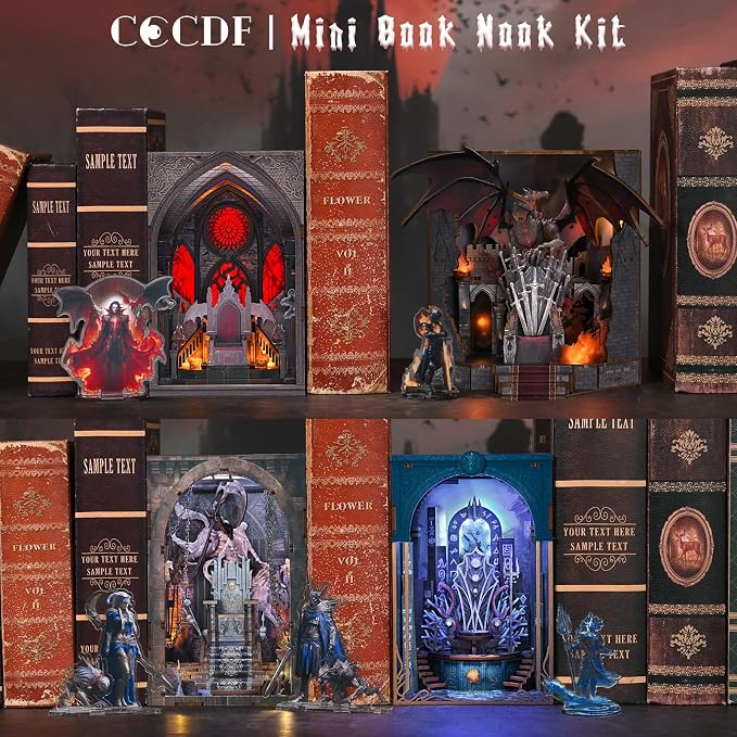 CCCDF Book Nook Kit - DIY Miniature House Dollhouse Kit for Adults and Teens, Booknook Tiny House Bookshelf Decor Book Nook, Gifts for Family, Friends (Throne of Blood)