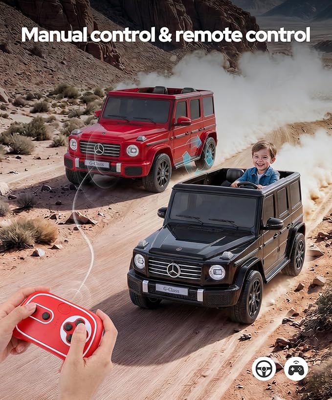 ELEMARA 2 Seater 24v Ride on Toys for Big Kids,Mercedes Benz G-Class G500 Electric Car for Kids,4WD Ride on Car with Remote Control,Battery Powered SUV,Bluetooth,Music& Horn,Low Battery Prompt,Black