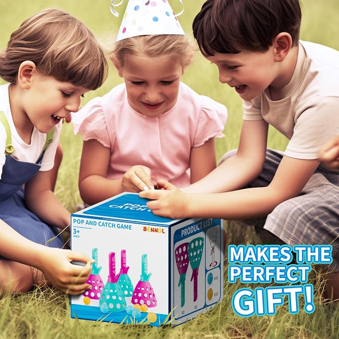 Bennol Outdoor Game Toys for Kids Boys with 20 Balls Pop Pass Catch Ball Game Outside Toys Gifts for 3 4 5 6 7 8+ Year Old Boy Kids Outside Outdoor Toy Gifts for Boys Ages 3-5 4-8