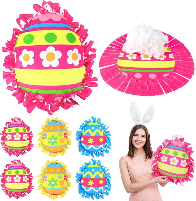 Weysat 6 Sets Easter Egg Tied Pillow Craft Kit DIY Easter Egg Pillow Craft Gifts with PP Cotton for Spring Party Decor Vbs School Favors Classroom Giveaways