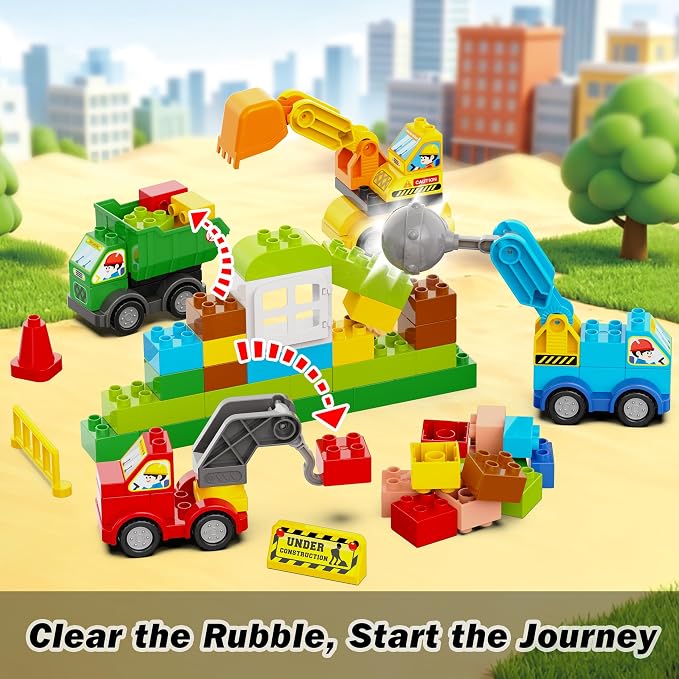 Building Blocks for Kids Ages 3-8 | Creative Construction Set with Baseplate & Vehicles | STEM Educational Toy for Imaginative Play for Boys & Girls (Rebuild the City)