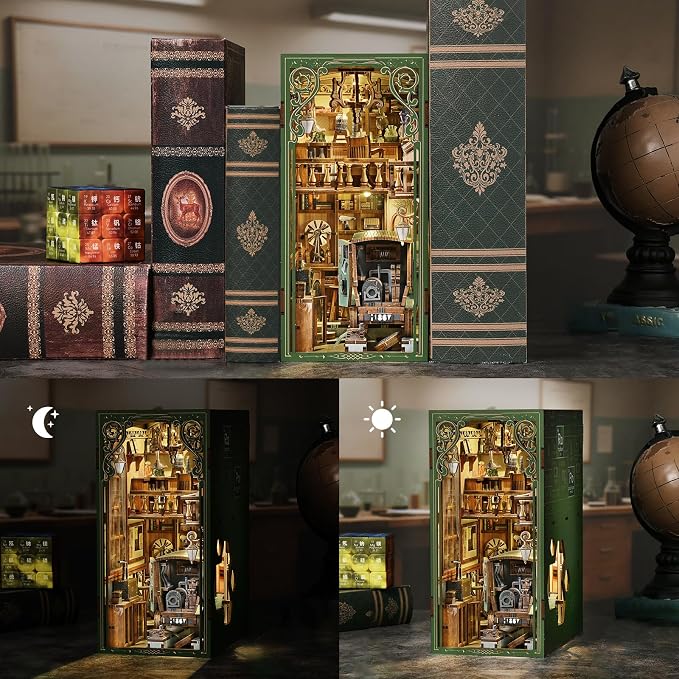 CCCDF Book Nook Kit - 3D Wooden Puzzles for Adults, DIY Scene Miniature Kit, Tiny House Booknook Craft Bookshelf Decor Mini Scale Model, Gifts for Puzzle Lovers (The Radium Lady)