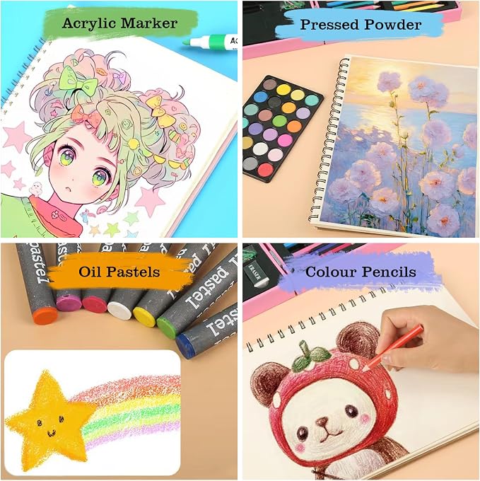 88Pcs Astronaut Markers Set, Drawing Set For Artist, Portable Art Case, Color Pencils, Pressed Powder, Acrylic Marker, Oil Pastels with Case ect