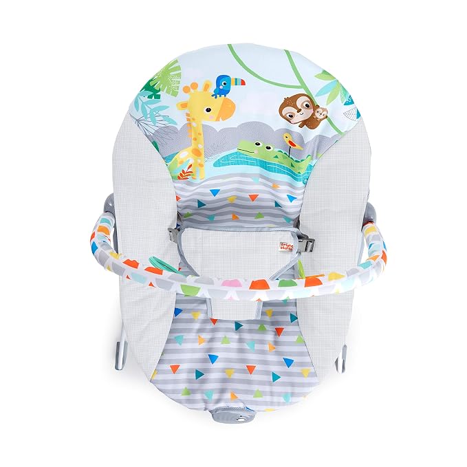 Bright Starts Safari Fun 3-Point Harness Vibrating Baby Bouncer with Toy bar (Pack of 2)