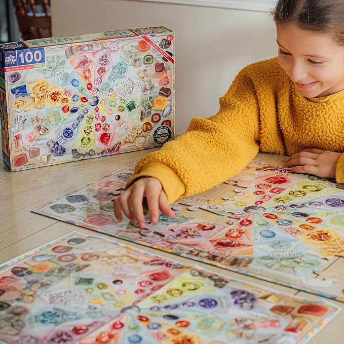 eeBoo 100 Piece Puzzle for Kids - Love of Crystals Children's Puzzle Oversized Glossy Gem, Large Pieces for Small Hands to Develop Motor Skills