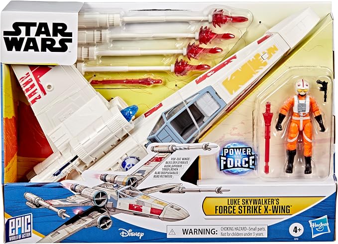STAR WARS Epic World of Action Luke Skywalker's Force Strike X-Wing, 4-Inch Scale Action Figure & Vehicle, Toys for Boys & Girls Ages 4+ | 4-Inch Scale Action Figure & Vehicle, Toys for Boys & Girls Ages 4+