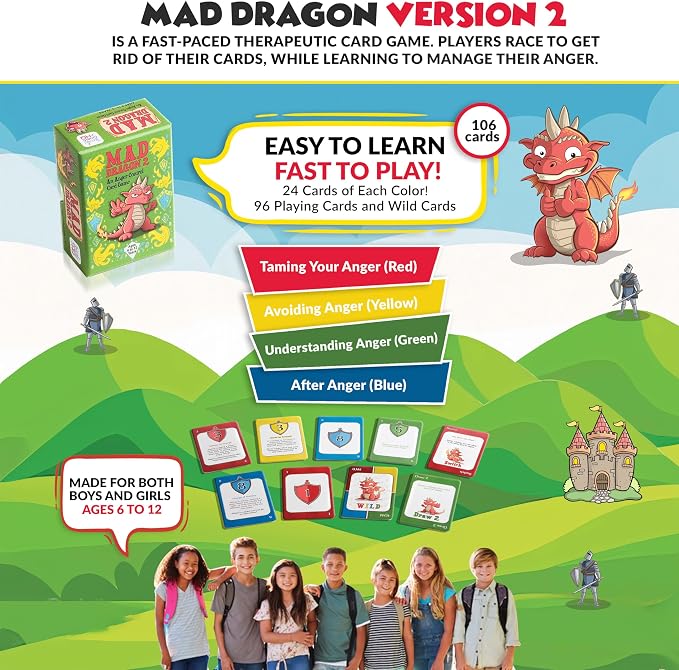 Mad Dragon 2: an Anger Control Card Game for Kids | A Fun, Therapist-Friendly Social Emotional Learning Activity that Teaches Emotional Regulation Through Play