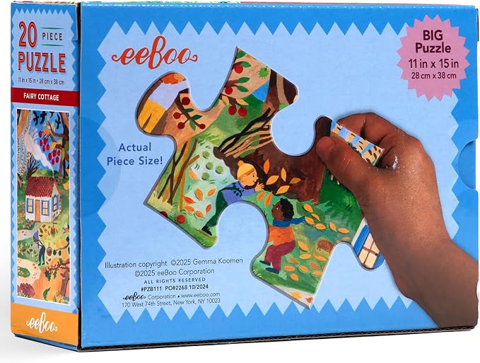 eeBoo 20 Piece Giant Floor Puzzle - Fairy Cottage Children's Puzzle Fantasy Nature Themed, Large Pieces for Small Hands to Develop Motor Skills