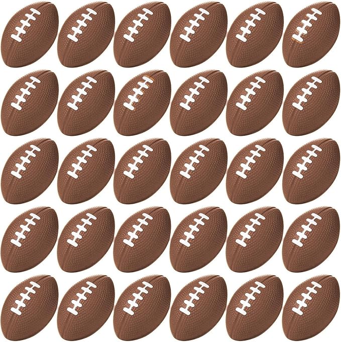 Oleitodh 96 Pcs Mini Football Sports Stress Ball Bulk Mini Foam Sports Ball Kids Adults Football Sports Party Favor Ball Small Relaxable Balls for School Carnival Reward Party Bag Gift Fillers