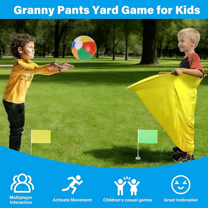 yofit 24Pcs Granny Pants Yard Game Funny Field Day Outdoor Games for Adults Kids and Family Gaint Pant Set for Brithday Party Tossing Games Activities for Groups