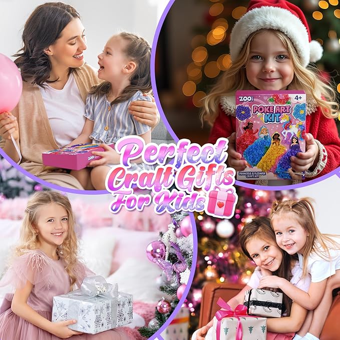 ZOOI Poke Art Kits, Arts and Crafts for Kids 4-8, Pretty Pretty Princess Game, Poke in Crafts for Kids Ages 4-8, Birthday Gifts for 4, 5, 6, 7, 8 Year Old Girl Toys Age 6-8 Art Kits