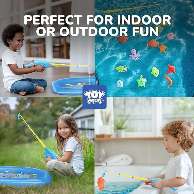 TOY Life 4-Player Magnetic Fishing Game for Kids 3-5 - Toddler Fishing Pole Set with Fish Toys - Bath & Pool Toys - Water Table Accessories - Educational Fishing Toy Rod for Boys Girls
