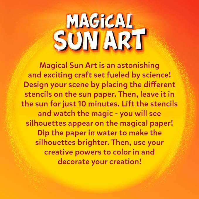 Skillmatics Sun Paper Art Kit - STEM Craft Kit for Kids with Decorative Paper, Stencils & Markers, Create with Sunlight, Mess-Free, Indoor Fun, Gifts for Ages 4, 5, 6, 7, 8, 9, 10, 11, 12