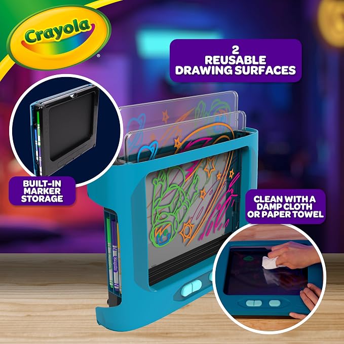 Crayola Animated Glow Board, DualScreen LED Drawing Board with Light Animation, Light Up Tracing Projector, Gift for Kids, Toys for Boys & Girls, Ages 6+