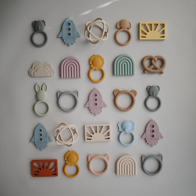 mushie Silicone Baby Teether Toy | Cat (Stone)