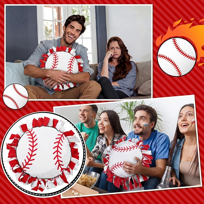 Weysat 6 Sets Baseball Tied Pillow Craft Kit DIY Orange Red White Baseball Shaped Pillow Craft Gifts with PP Cotton for Sports Theme Party Game Day Room Decor VBS School Favors Classroom Giveaways
