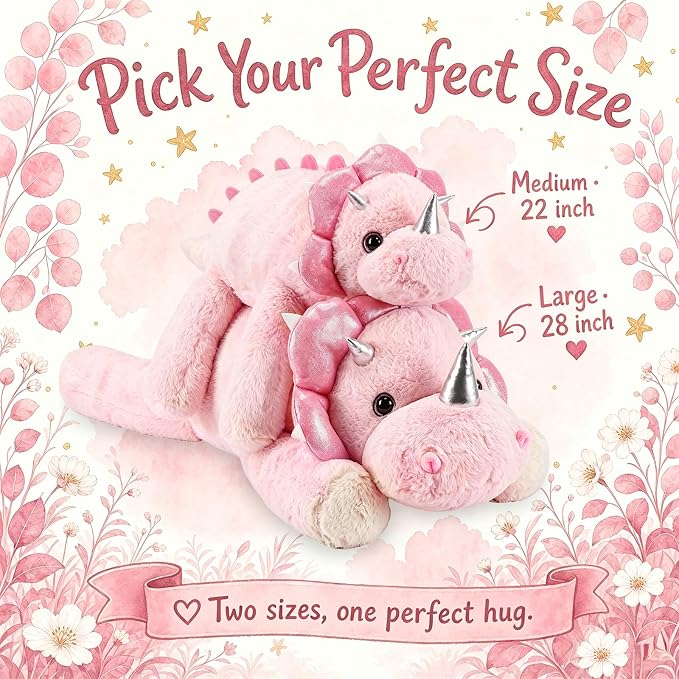 gnomantic Dinosaur Weighted Stuffed Animals, Plush Pillow for Kids | 22 Inch, 4.5lbs
