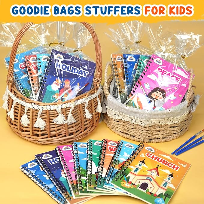 ZMLM 24 Water Coloring Books for Kids Party Favors - Bulk Mini Coloring Books for Kids Ages 4-8,Small Birthday Goodie Bag Stuffers School Teacher Return Gift Art Crafts Classroom Prizes (Christian)