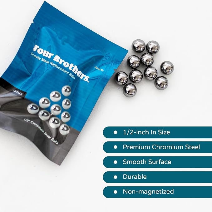 Replacement Chromium Steel Marbles for STEM Toys, Marble Run, Brain Games, GraviTrax, Gravity Maze, Marble Maze - Great for All Toys & Games requiring a 1/2-inch Ball. (Pack of 20)