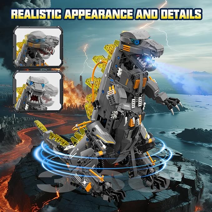 ADUSRIZ Dinasour Toys for Kids Building Set, 935 PCS App & Remote Control Robotics Kit, 5-in-1 Tyrannosaurus/Triceratop/Crocodile/Robot/Monster STEM Toys for Boys Girls Age 6 7 8 9 10 11 12+ Year Old