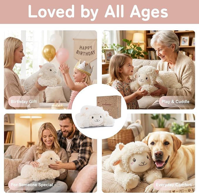Niuniu Daddy 20" | 3.3 Pound Weighted Sheep Stuffed Animal Plushie for Adults & Kids, Large Sheep Weighted Lap Pillow, Soft Sensory Stuffy Toy as Gift for Holidays
