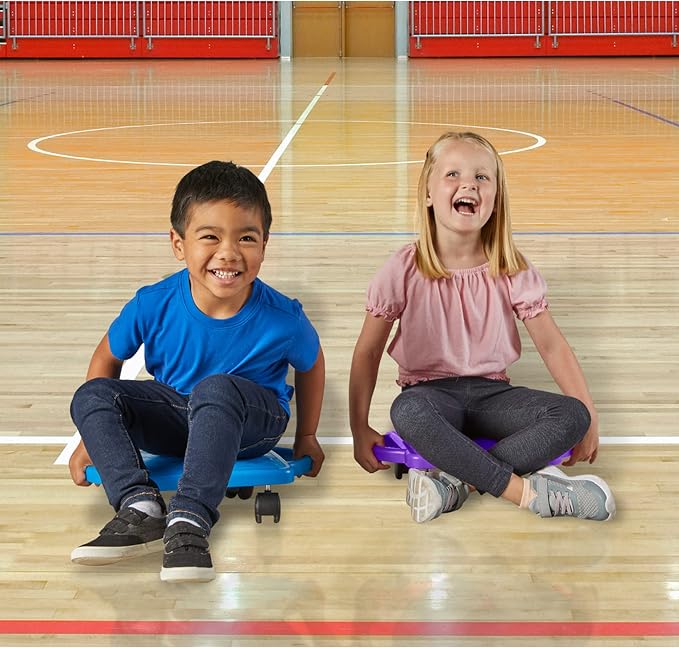 hand2mind Blue Indoor Scooter Board with Handles, Sit Down Floor Scooter, Gym Activities for Kids, Indoor Sport Recess Games, Physical Education Equipment, Gross Motor Toys