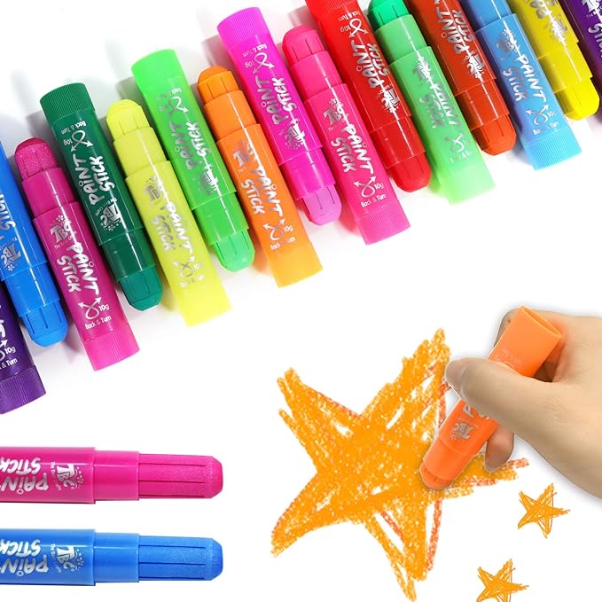 TBC The Best Crafts Paint Sticks,24 Classic Colors, Washable, Non-toxic, Tempera Paint Sticks for Kids and Students